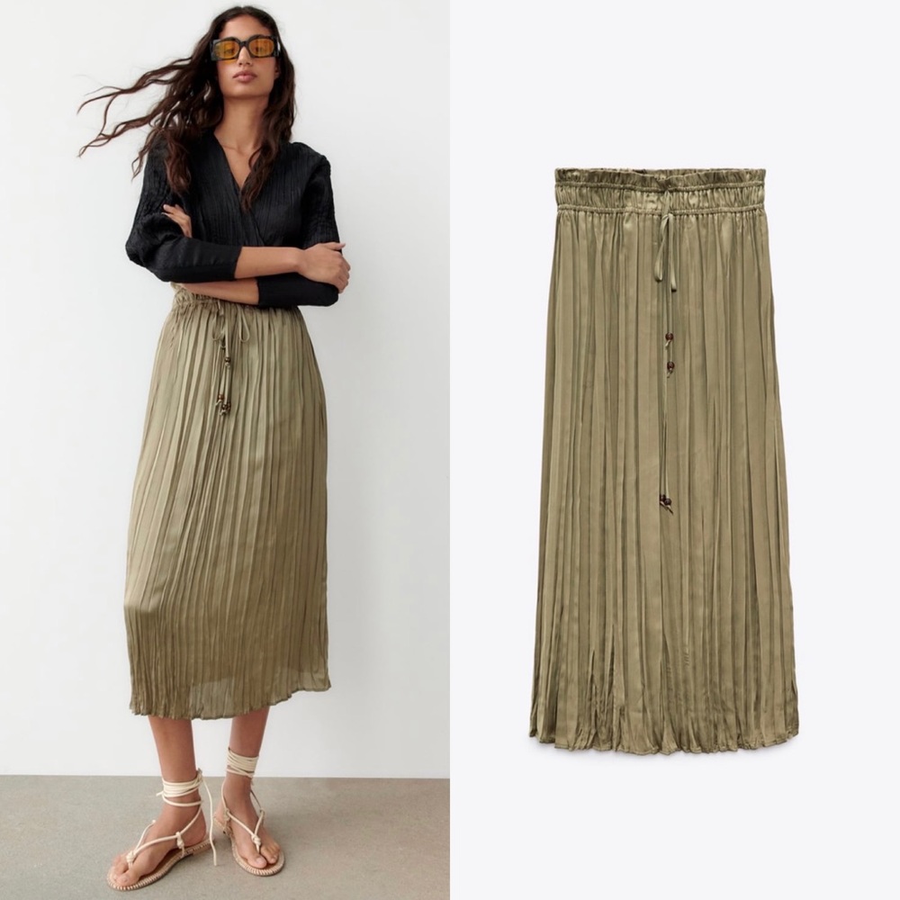 💫 Zara Wrinkle Satin Effect Midi Skirt - NEW 💫 - Picture 3 of 4